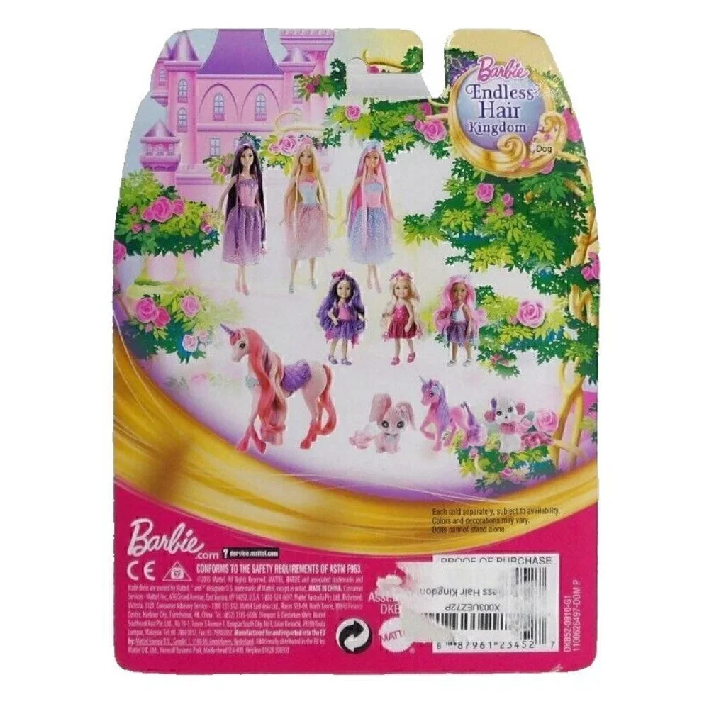 BARBIE Endless Hair Kingdom Pets white & pink dog MATTEL 2015 NEW, BOX DAMAGED